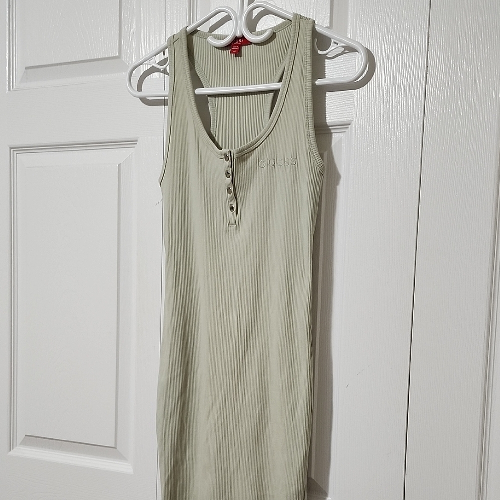 Guess Olive Ribbed Sleeveless Dress